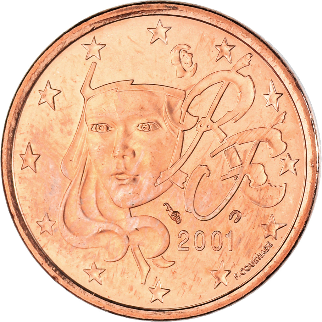 Francia, 5 Euro Cent, 2001, Paris, EBC, Cobre chapado en acero, Gadoury:3