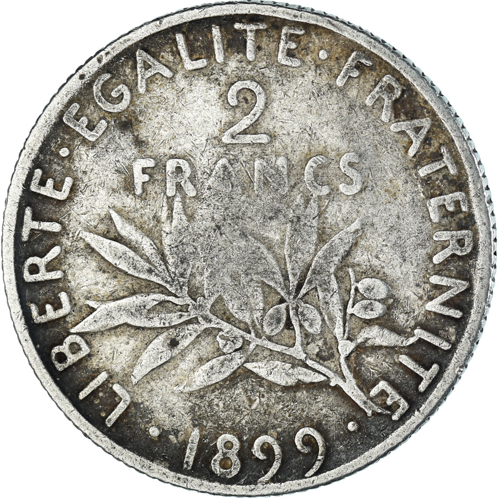 Moneta, Francja, Semeuse, 2 Francs, 1899, Paris, VF(20-25), Srebro, KM:845.1