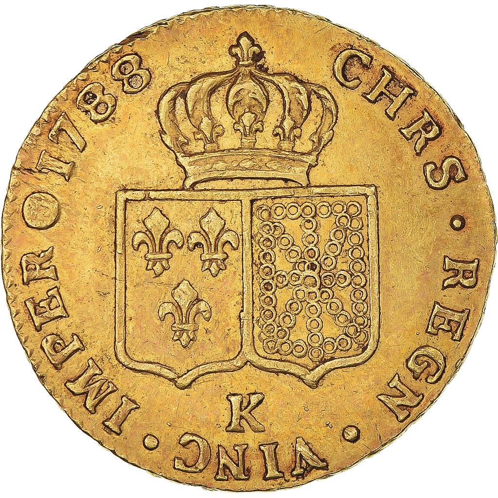 France, Louis XVI, Double Louis d'or à la tête nue, 1788, Bordeaux, Or, TTB