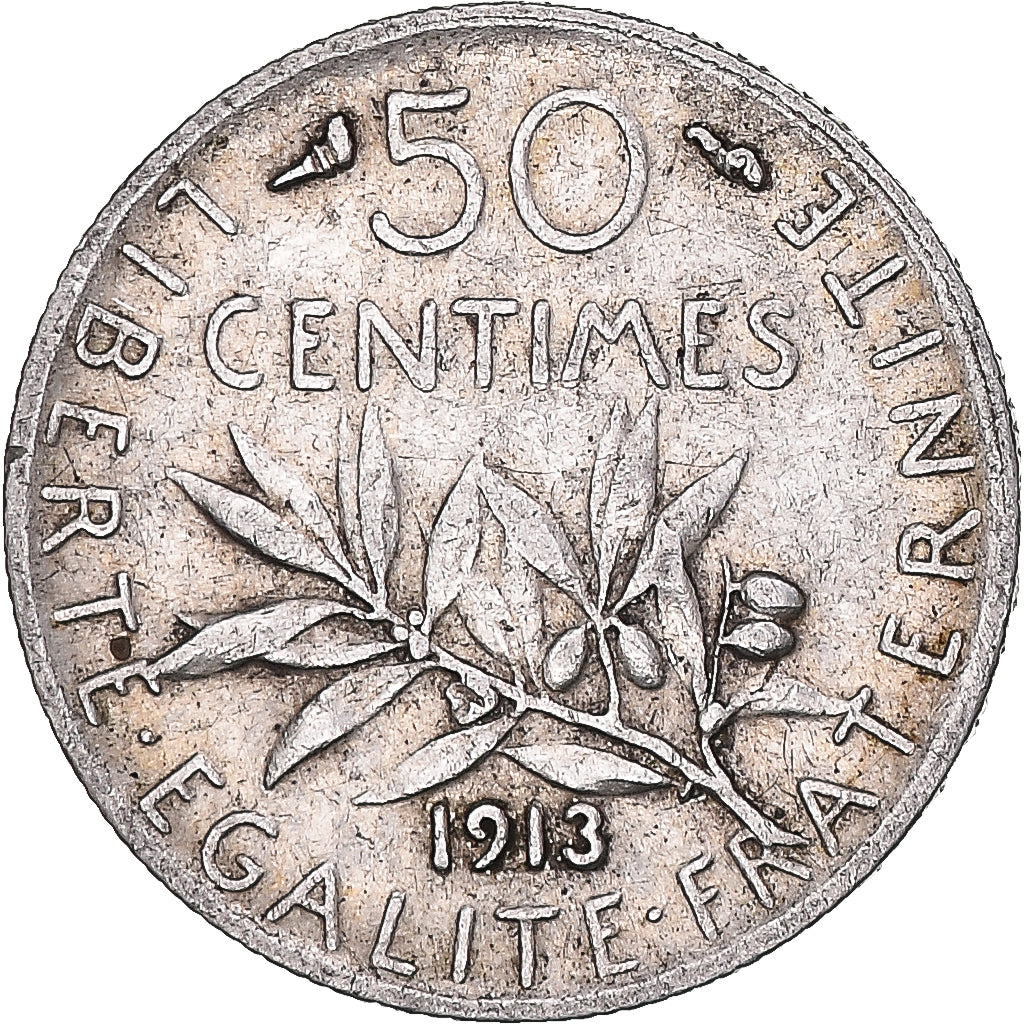 Monnaie, France, Semeuse, 50 Centimes, 1913, Paris, TTB, Argent, Gadoury:420