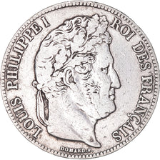 Moneta, Francia, Louis-Philippe, 5 Francs, 1840, Rouen, MB+, Argento, KM:749.2