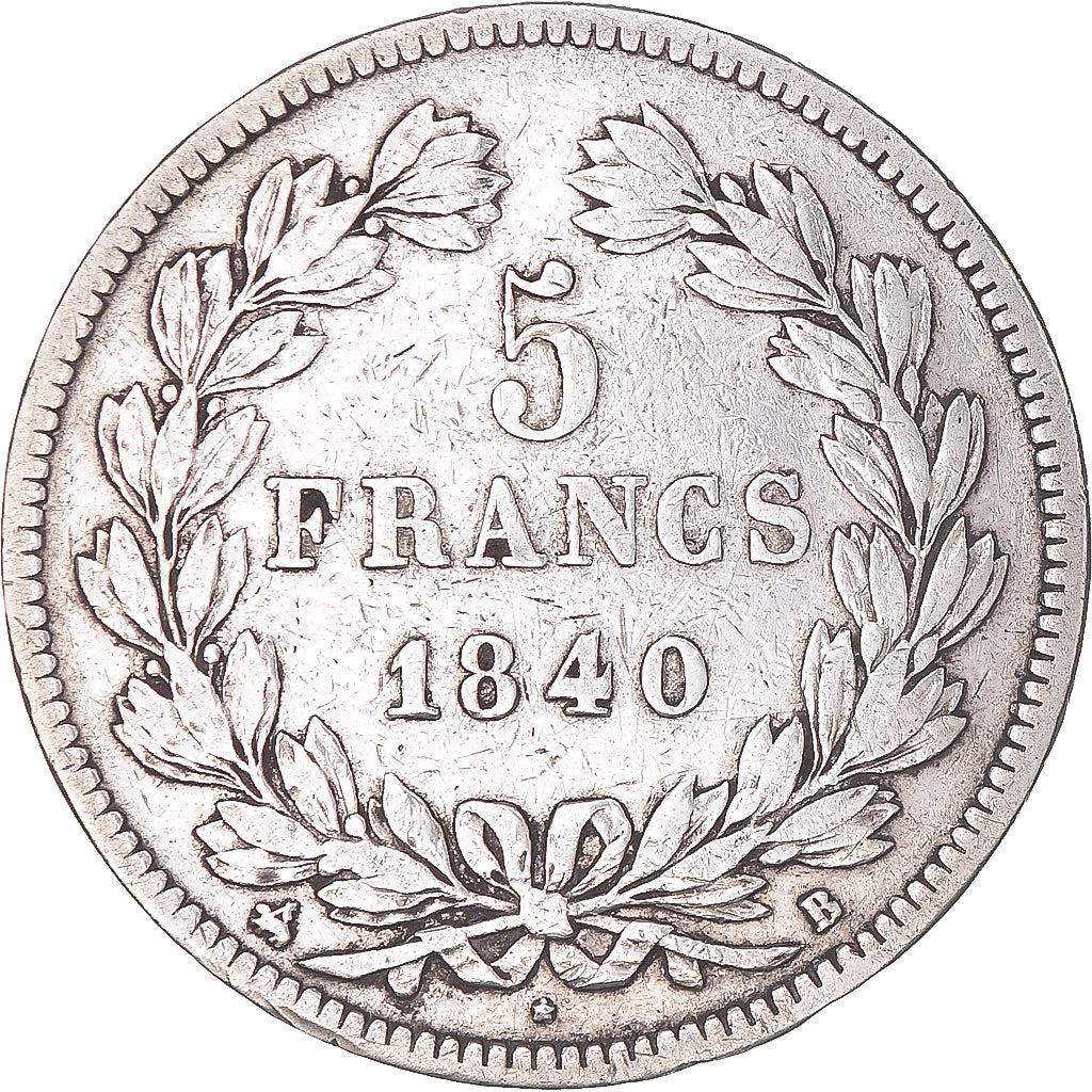 Münze, Frankreich, Louis-Philippe, 5 Francs, 1840, Rouen, S+, Silber, KM:749.2