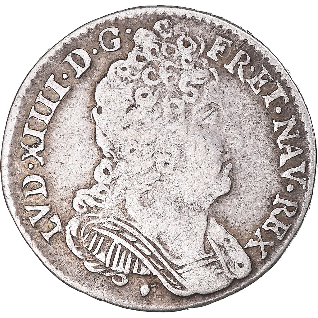 Francia, Louis XIV, 1/10 Écu aux 3 couronnes, 1710, Aix, Argento, MB+
