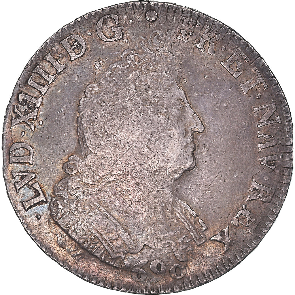 Coin, France, Louis XIV, Ecu aux Insignes, 1702, Lille, VF(30-35), Silver