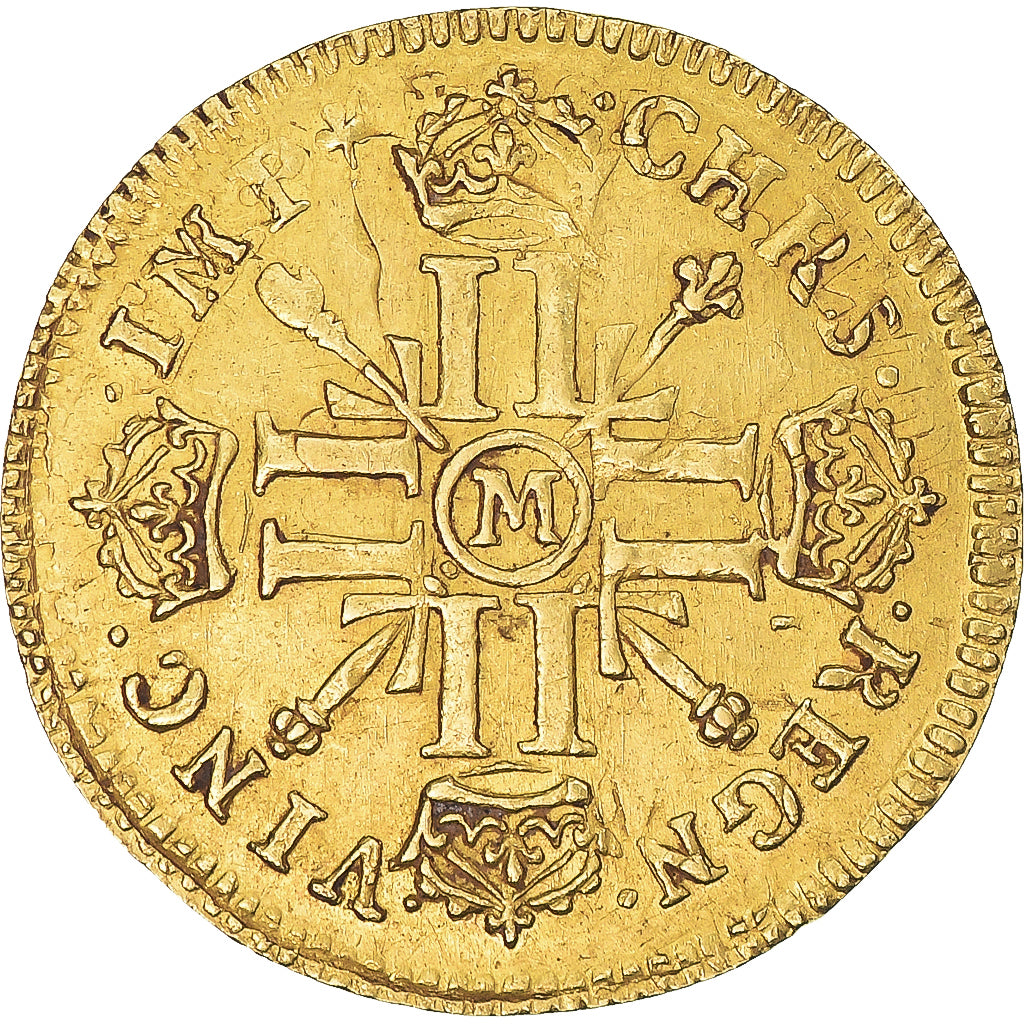 France, Louis XIV, louis d'or aux 8 L et aux insignes, 1702, Toulouse