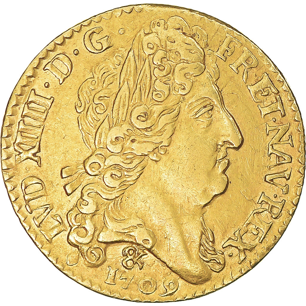 Frankreich, Louis XIV, louis d'or au soleil, 1709, Aix, Gold, SS, Gadoury:256