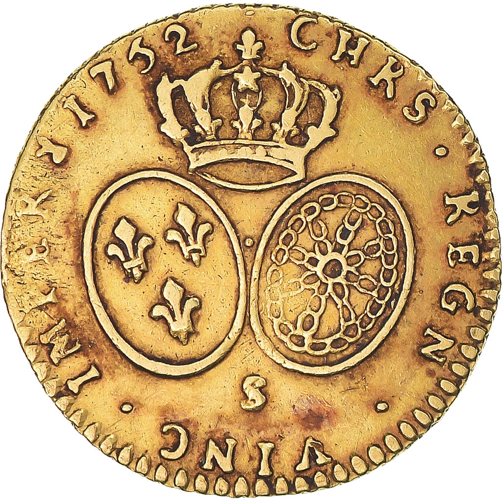 Monnaie, France, Louis XV, 1/2 Louis d'or au bandeau, 1752, Reims, TTB, Or