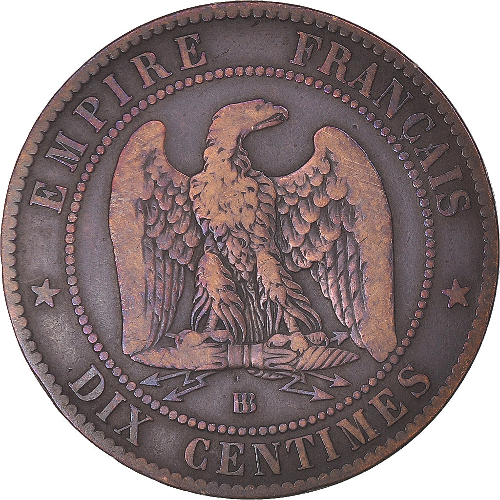 Coin, France, Napoleon III, 10 Centimes, 1865, Strasbourg, VF(30-35), Bronze