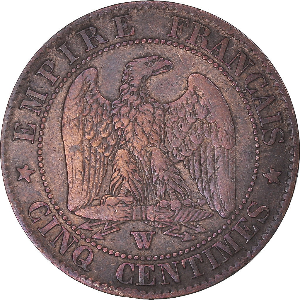 Moneta, Francja, Napoleon III, 5 Centimes, 1856, Lille, VF(30-35), Brązowy