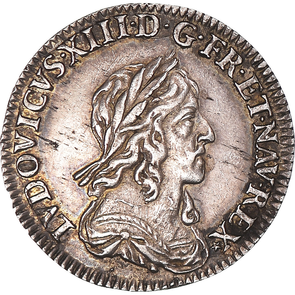 Munten, Frankrijk, Louis XIII, 1/12 Écu, 2e poinçon de Warin, buste drapé et