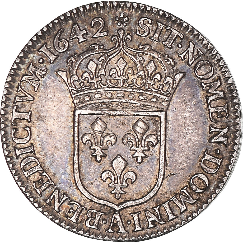 Munten, Frankrijk, Louis XIII, 1/12 Écu, 2e poinçon de Warin, buste drapé et