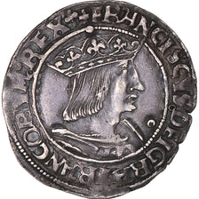 Moneta, Francia, François Ier, 1/2 Teston, 1515-1547, Lyon, Rare, BB+, Argento