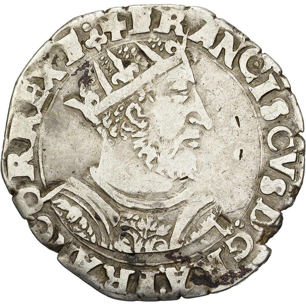 Francia, François Ier, 1/2 Teston, 1540-1547, Lyon, Plata, BC+, Gadoury:262