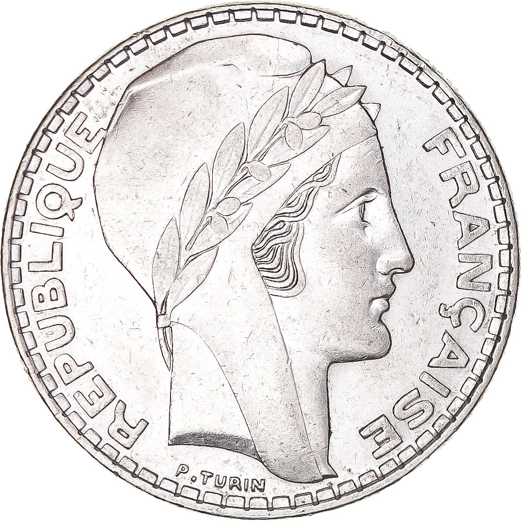 Moneda, Francia, Turin, 20 Francs, 1938, Paris, MBC+, Plata, KM:879, Gadoury:852