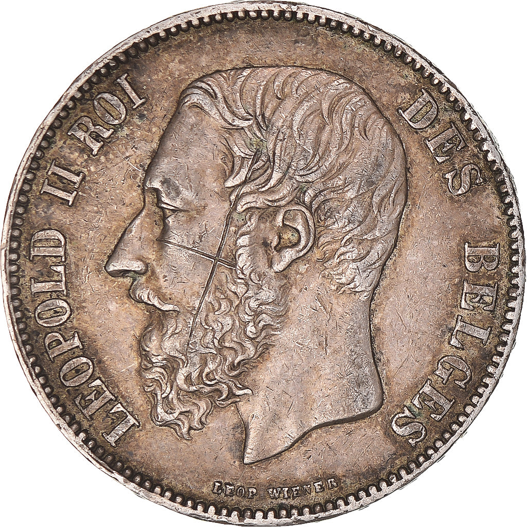 Moneda, Bélgica, Leopold II, 5 Francs, 5 Frank, 1868, MBC, Plata, KM:24