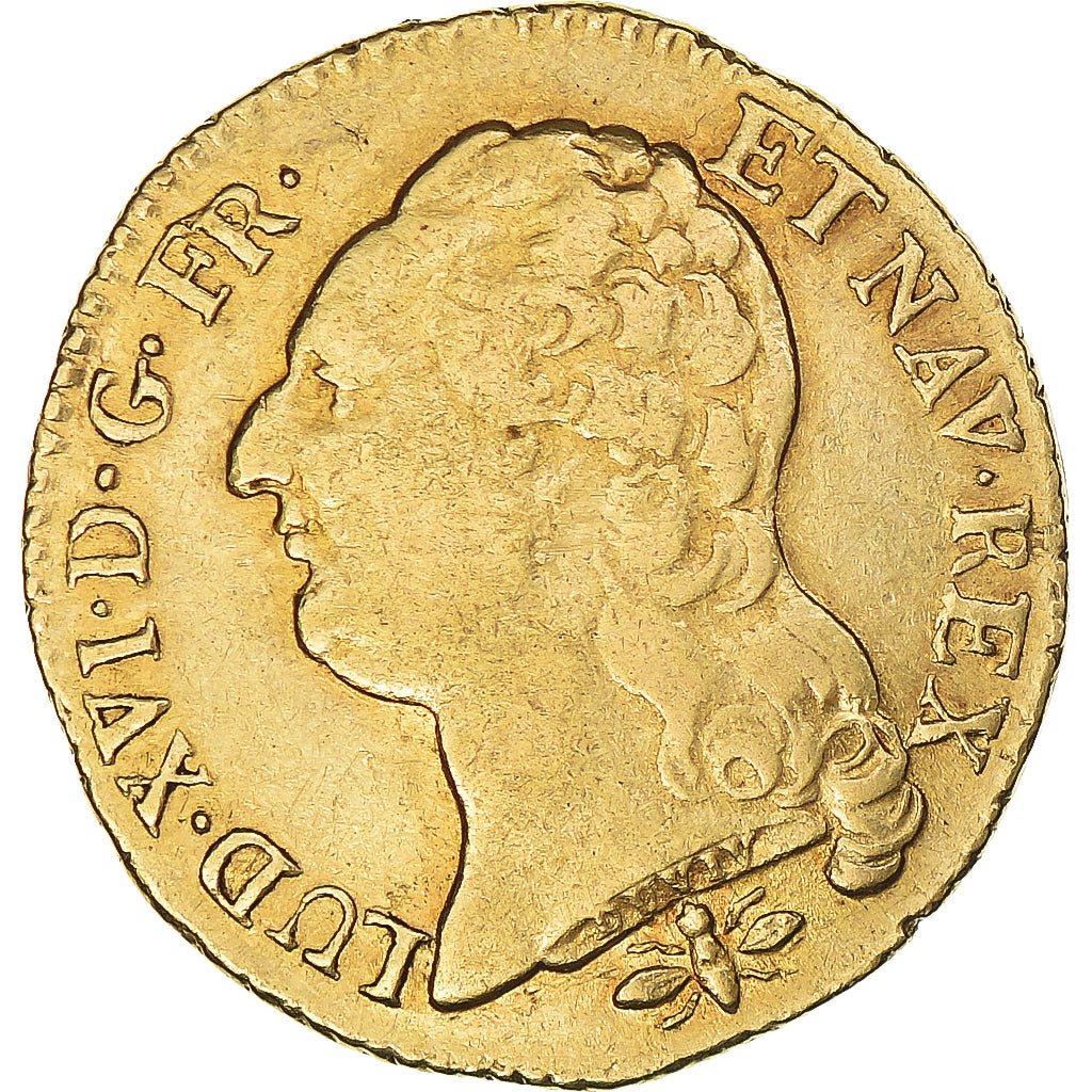 France, Louis XVI, Louis d'or à la tête nue, 1786, Lyon, Gold, EF(40-45)