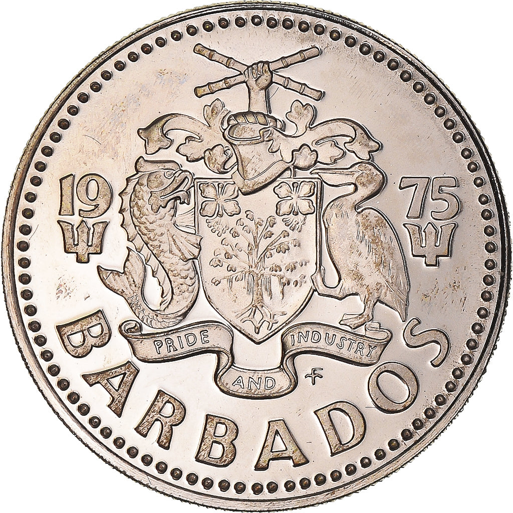 Moneda, Barbados, 25 Cents, 1975, Franklin Mint, Proof, FDC, Cobre - níquel
