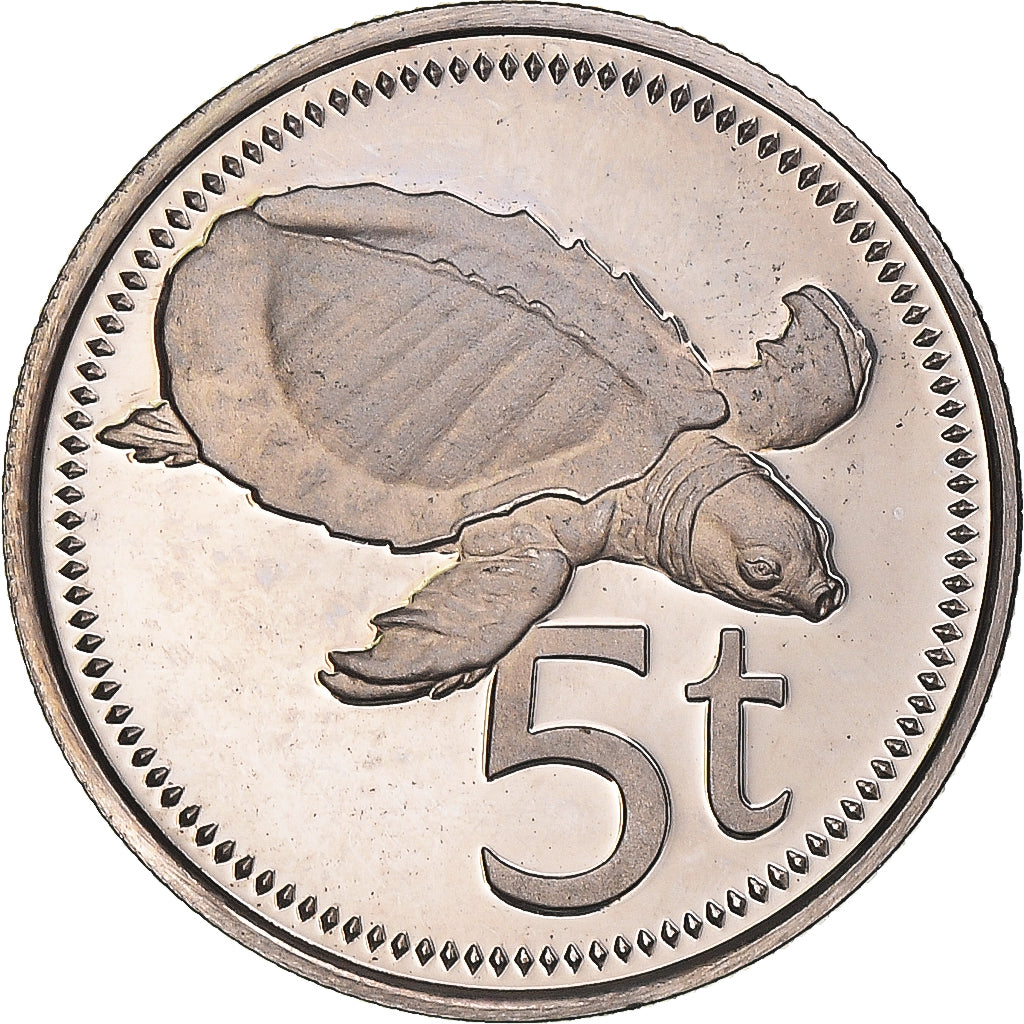 Coin, Papua New Guinea, 5 Toea, 1975, Franklin Mint, Proof, MS(65-70)