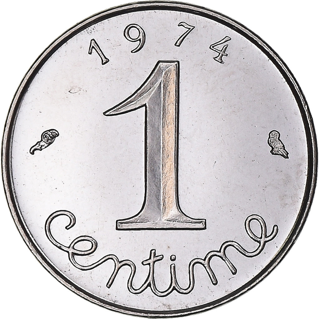 Moeda, França, Épi, Centime, 1974, Paris, MS(65-70), Aço Inoxidável, KM:928
