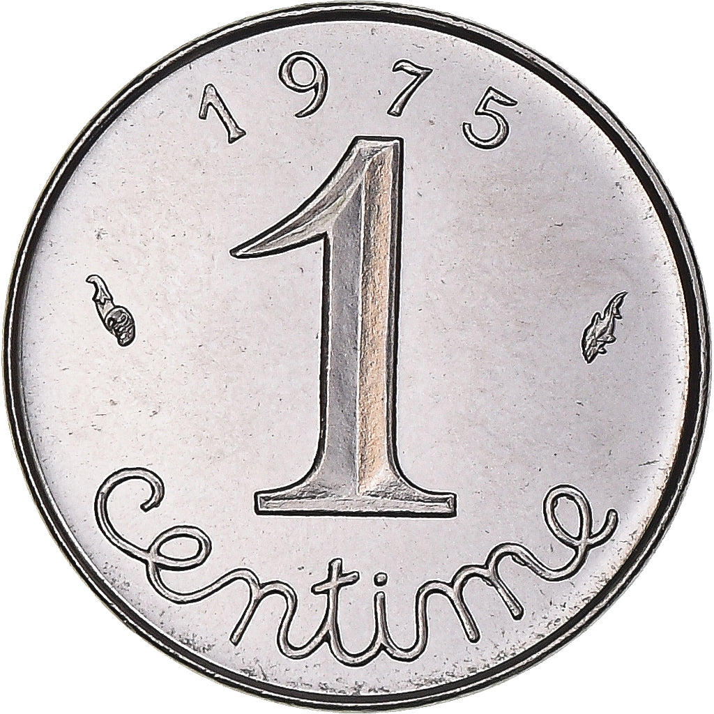 Moeda, França, Épi, Centime, 1975, Paris, MS(65-70), Aço Inoxidável, KM:928