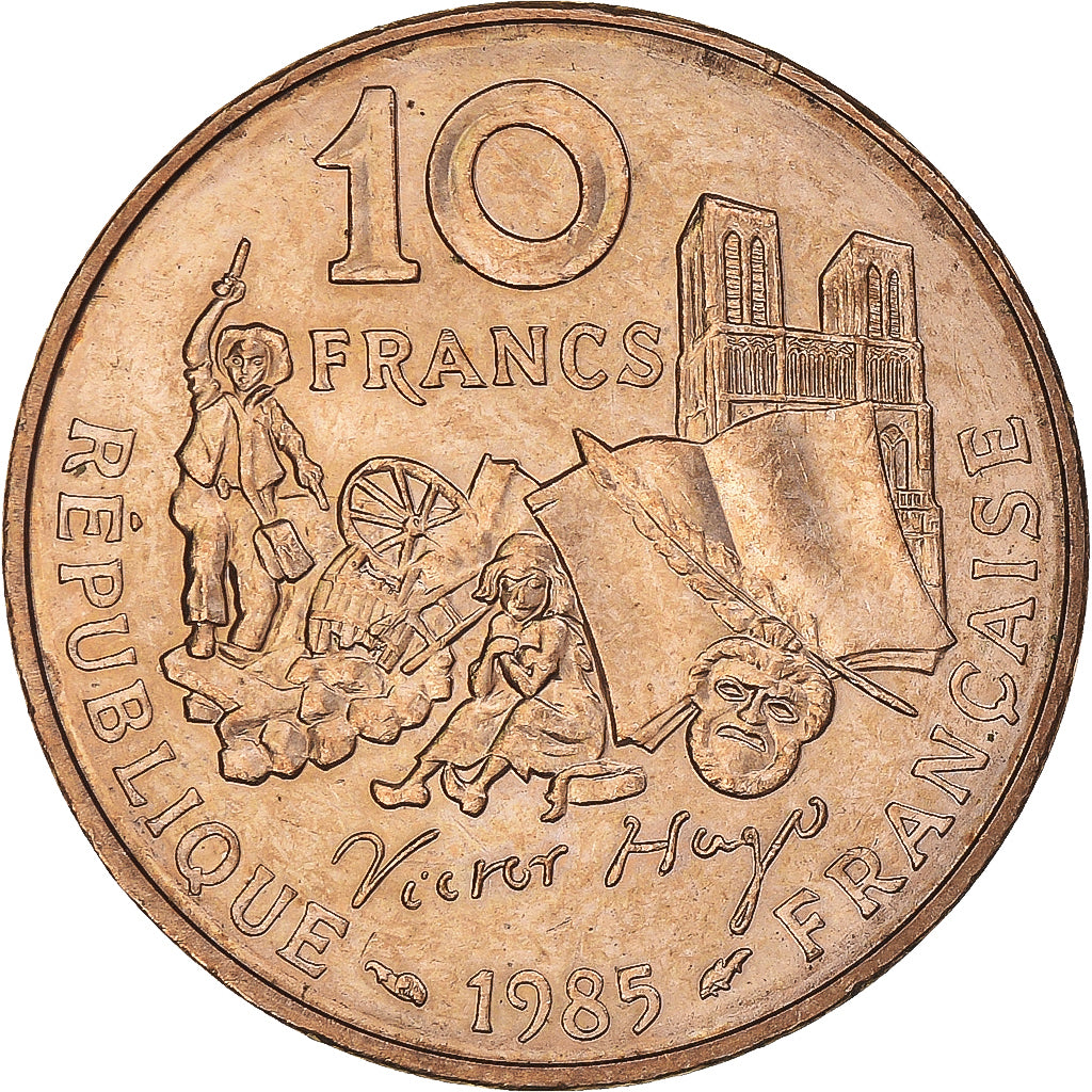 Moneta, Francia, Victor Hugo, 10 Francs, 1985, Paris, Tranche B, SPL-