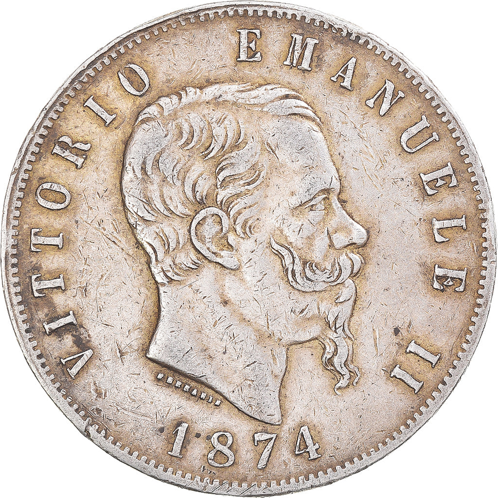 Moneta, Italia, Vittorio Emanuele II, 5 Lire, 1874, Milan, BB, Argento, KM:8.3