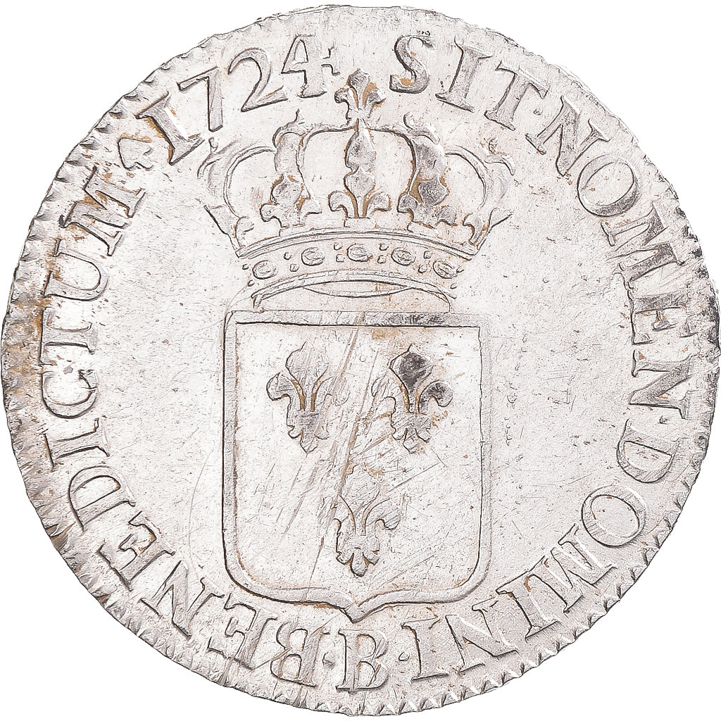 Frankrijk, Louis XV, Écu de France, 1724, Rouen, Zilver, ZF, Gadoury:319