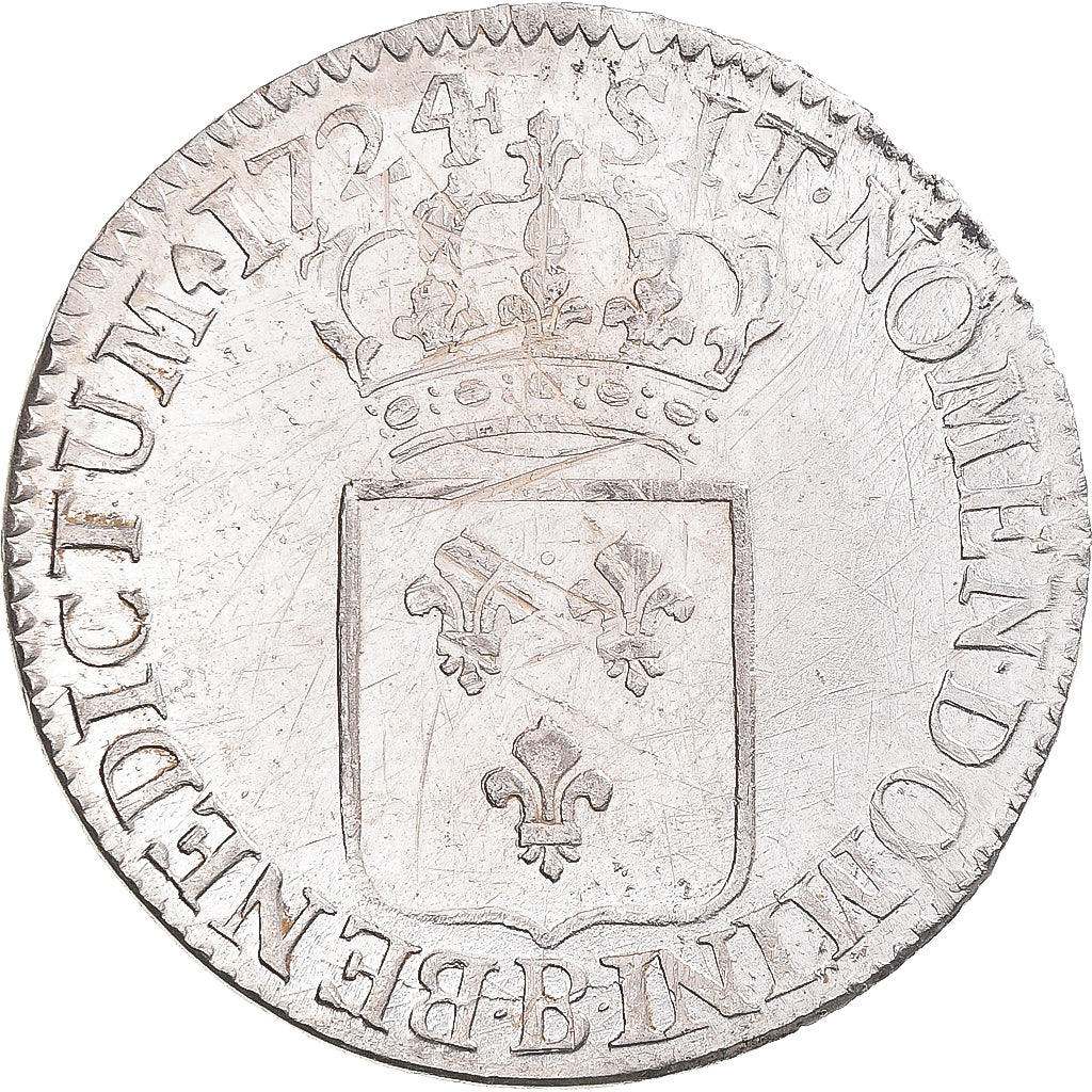 Francia, Louis XV, Écu de France, 1724, Rouen, Argento, BB+, Gadoury:319