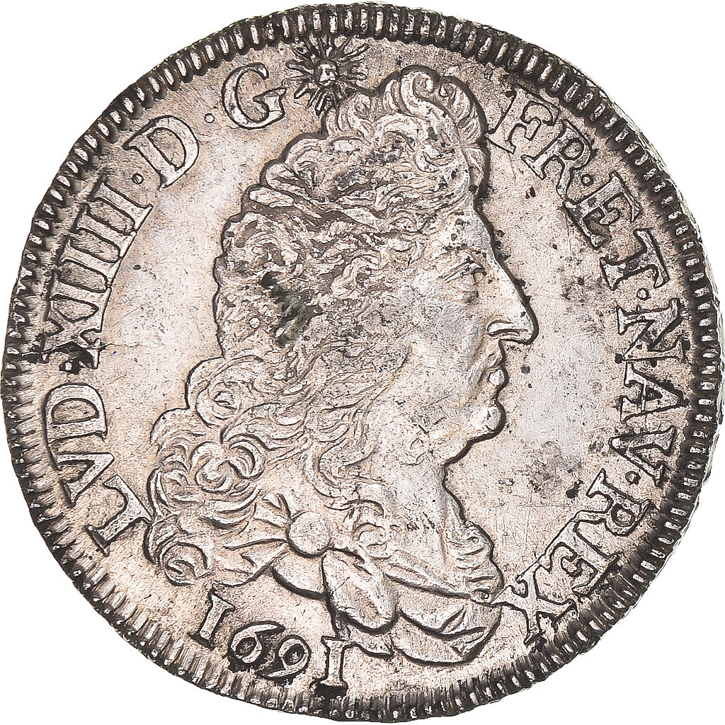 Münze, Frankreich, Louis XIV, 1/2 Écu aux 8 L, 1/2 Ecu, 1691, La Rochelle