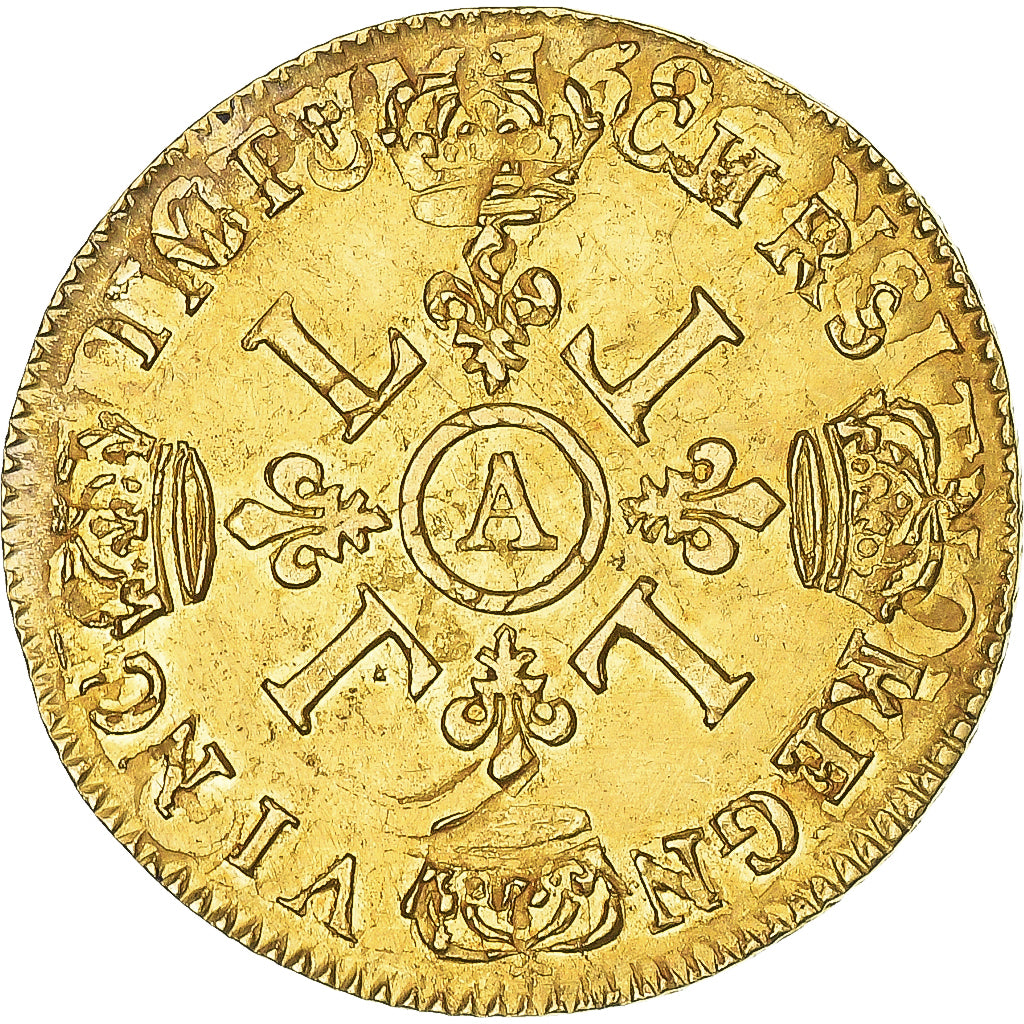 França, Louis XIV, Louis d'or au 4 L, 1694, Paris, reformed, Dourado
