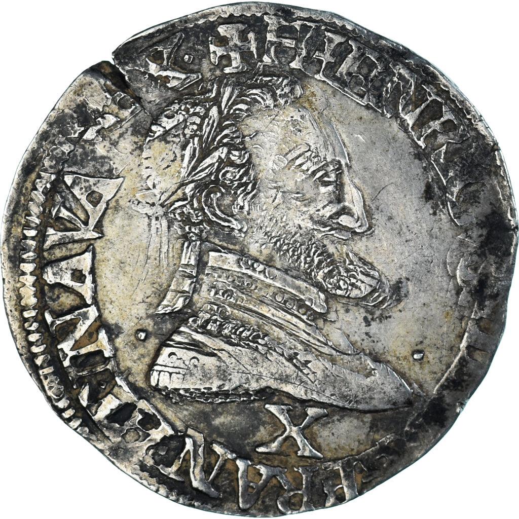 Monnaie, France, Henri IV, 1/2 Franc, 1595, Amiens, Rare, TTB, Argent