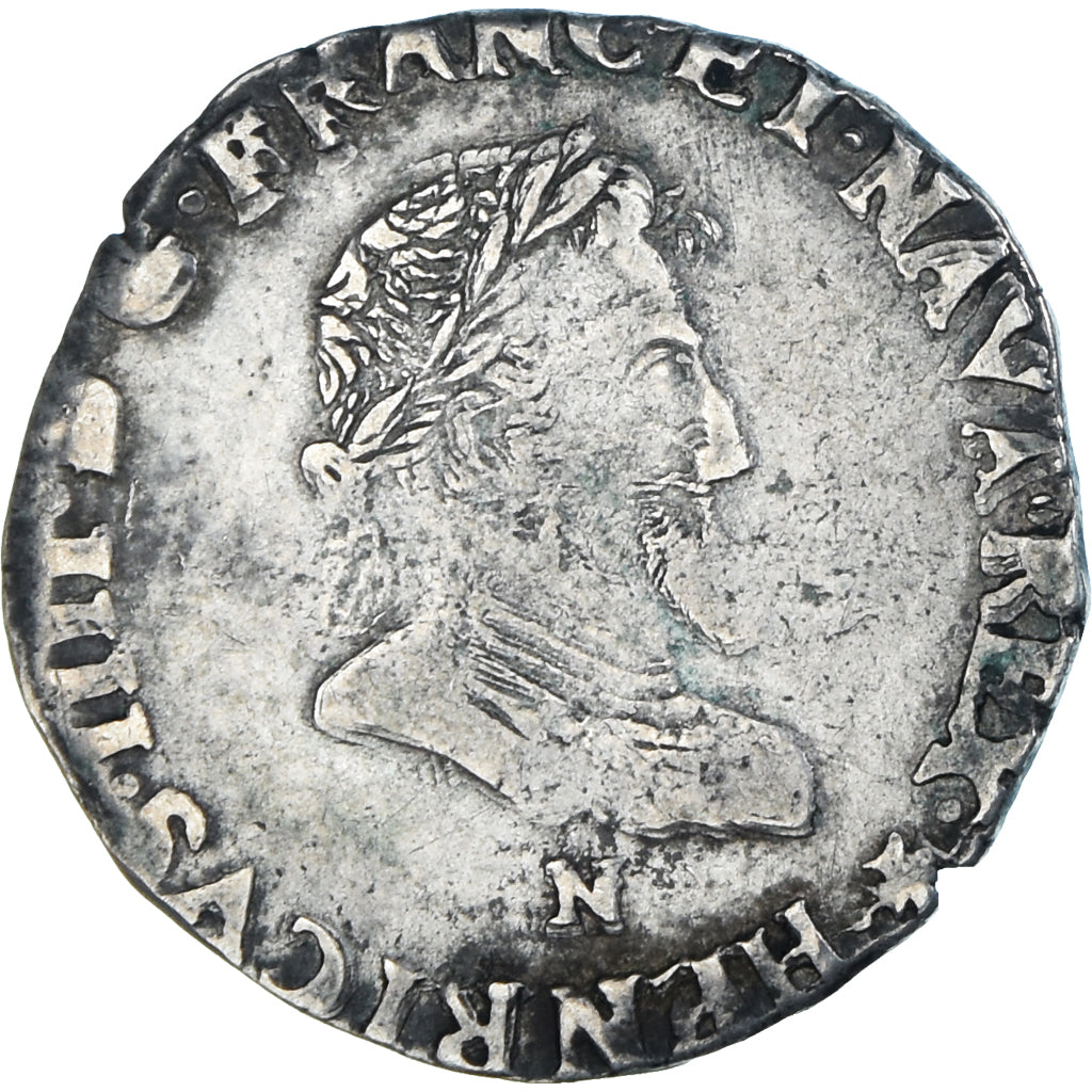 Monnaie, France, Henri IV, 1/2 Franc, 1602, Montpellier, Rare, TB+, Argent