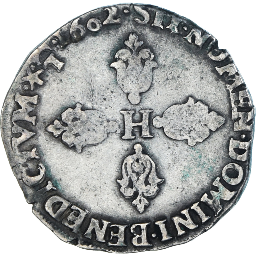 Monnaie, France, Henri IV, 1/2 Franc, 1602, Montpellier, Rare, TB+, Argent