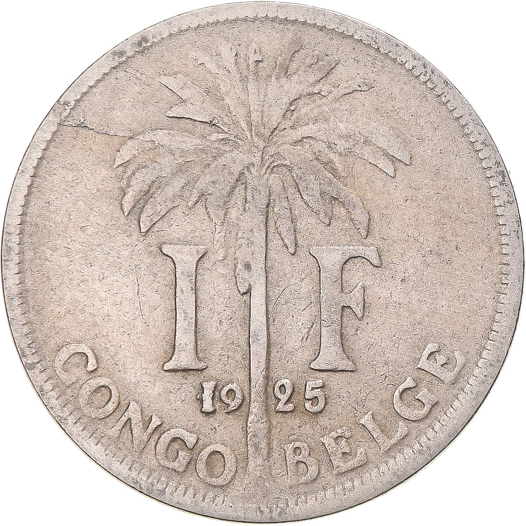 Coin, Belgian Congo, Albert I, Franc, 1925, VF(30-35), Copper-nickel, KM:20