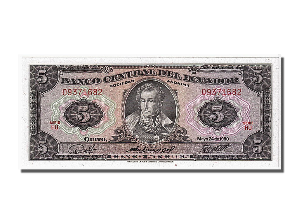 Banknote, Ecuador, 5 Sucres, 1980, 1980-05-24, UNC(65-70)