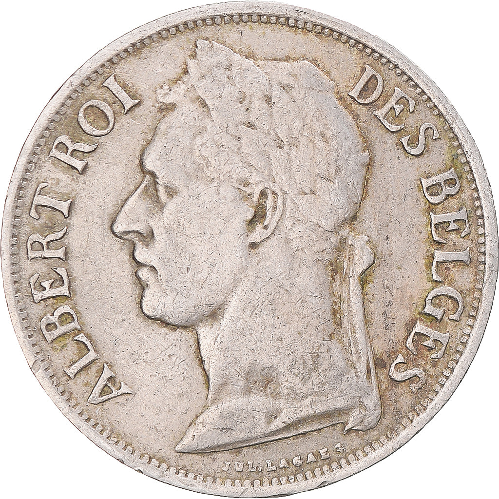 Coin, Belgian Congo, Albert I, Franc, 1927, EF(40-45), Copper-nickel, KM:20