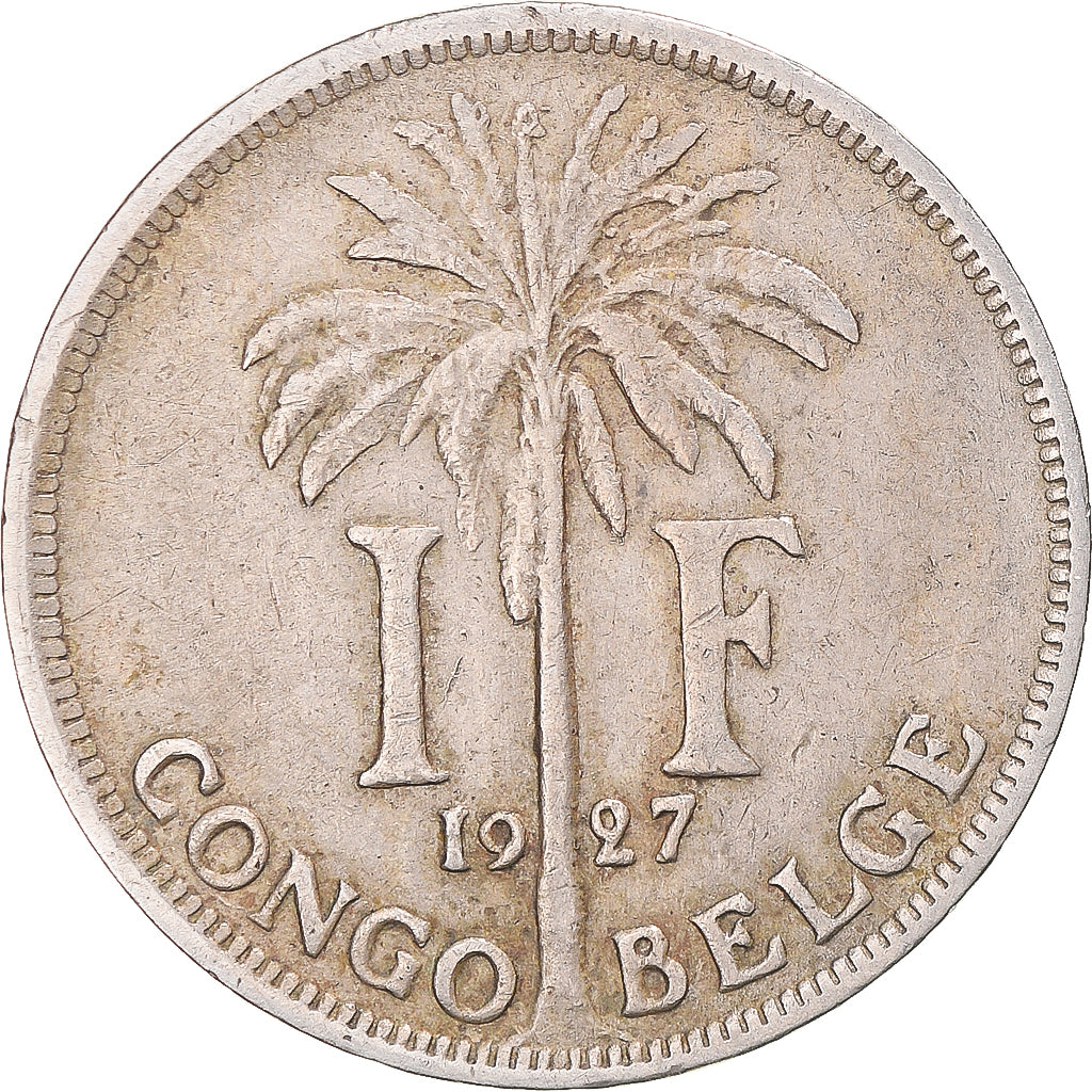 Coin, Belgian Congo, Albert I, Franc, 1927, EF(40-45), Copper-nickel, KM:20