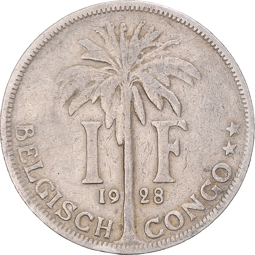Moneta, Congo belga, Albert I, Franc, 1928, BB, Rame-nichel, KM:21