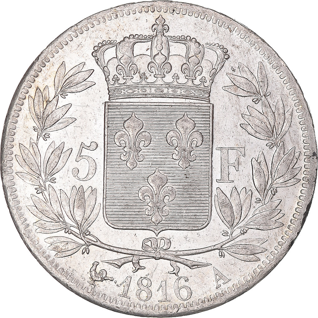 Coin, France, Louis XVIII, 5 Francs, 1816, Paris, AU(55-58)