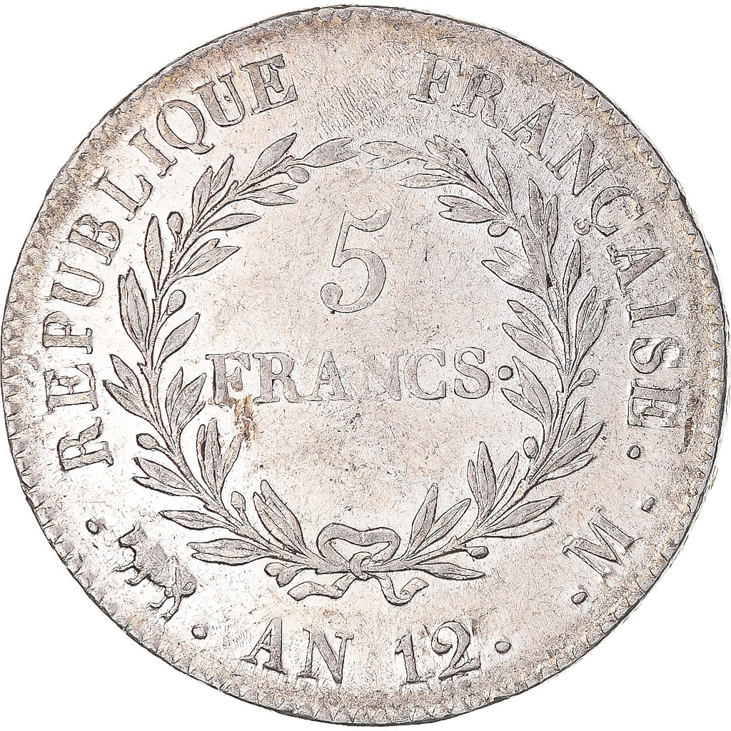 Coin, France, Napoléon I, 5 Francs, An 12 (1804), Toulouse, AU(55-58), Silver