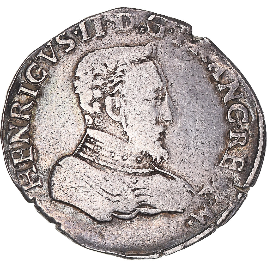 Moneda, Francia, Henri II, Teston à la tête nue, 1560, Lyon, MBC, Plata