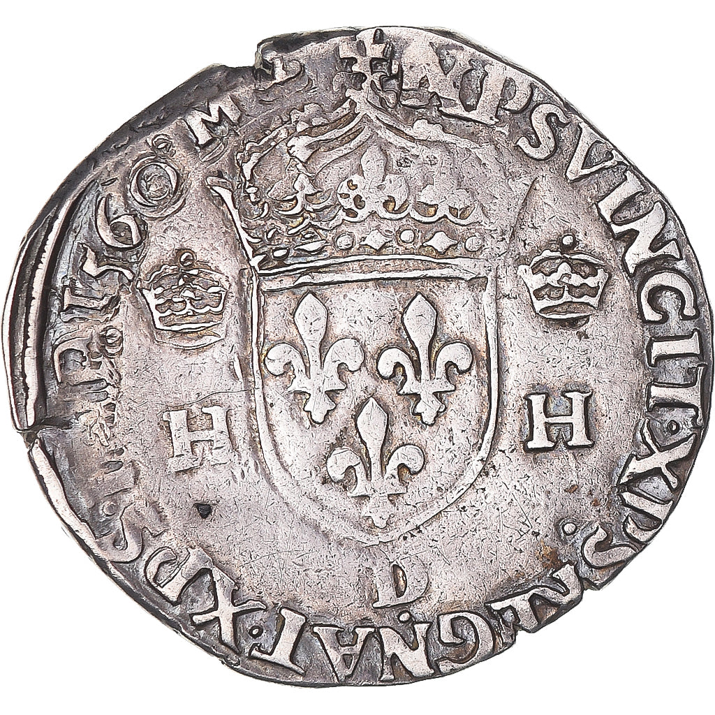 Moneda, Francia, Henri II, Teston à la tête nue, 1560, Lyon, MBC, Plata