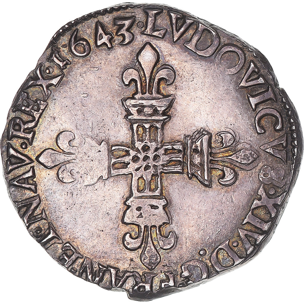 Coin, France, Louis XIV, 1/4 Ecu, frappé au marteau, 1643, Bordeaux, AU(55-58)