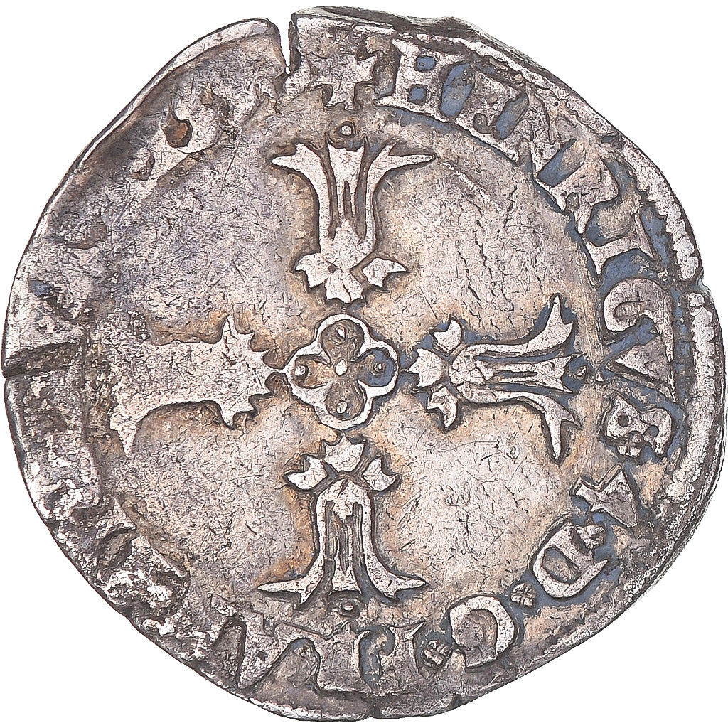 Monnaie, France, Henri IV, 1/4 d'écu à la croix feuillue de face, 1592