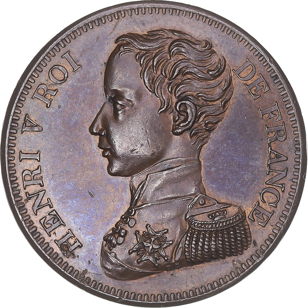 Coin, France, Henri V, Module 5 francs, 1830, MS(60-62), Bronze, Gadoury:649