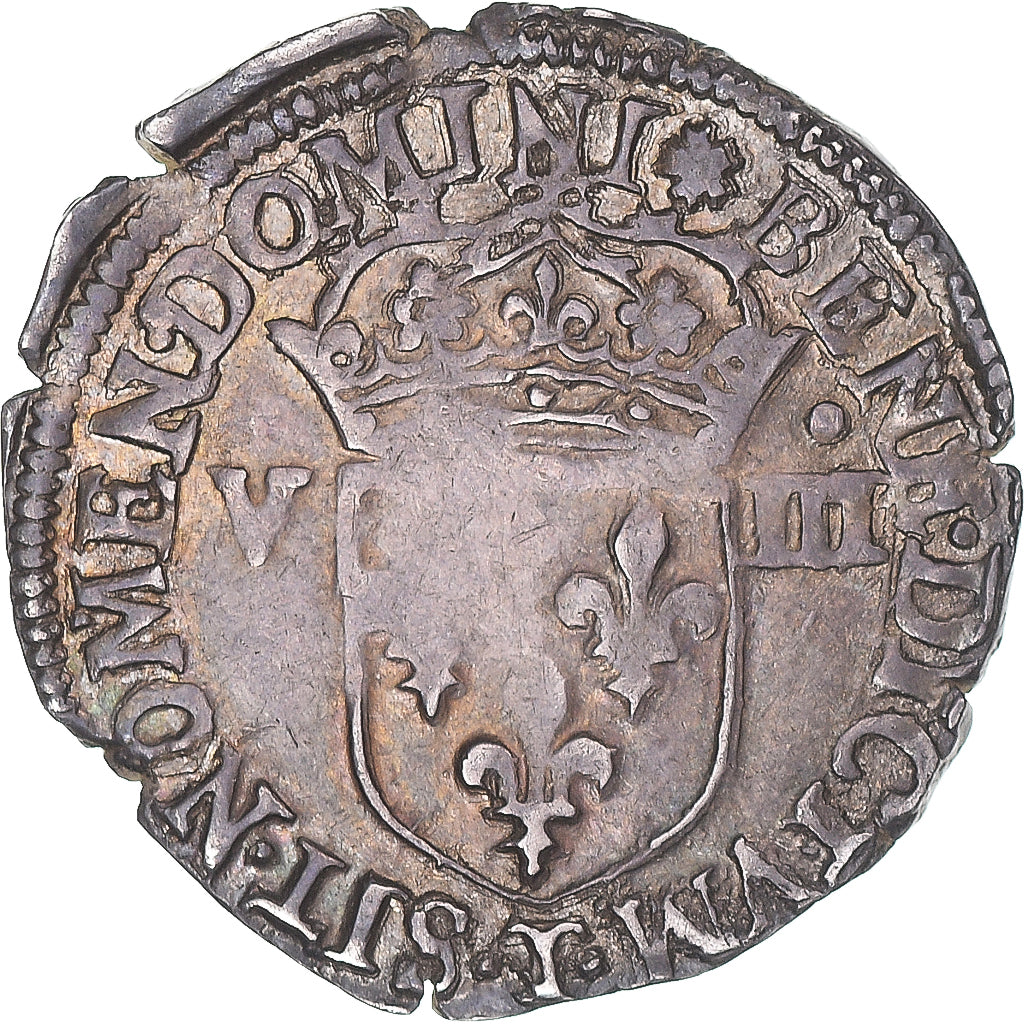 Moneta, Francia, 1/8 d'écu à la croix de face, 1584, Nantes, Rare, BB+