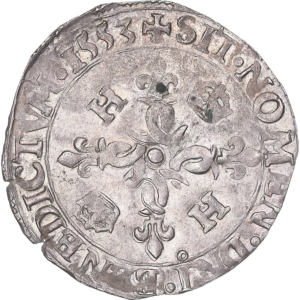 Moeda, França, Henri II, Douzain aux croissants, 1553, Rennes, EF(40-45)