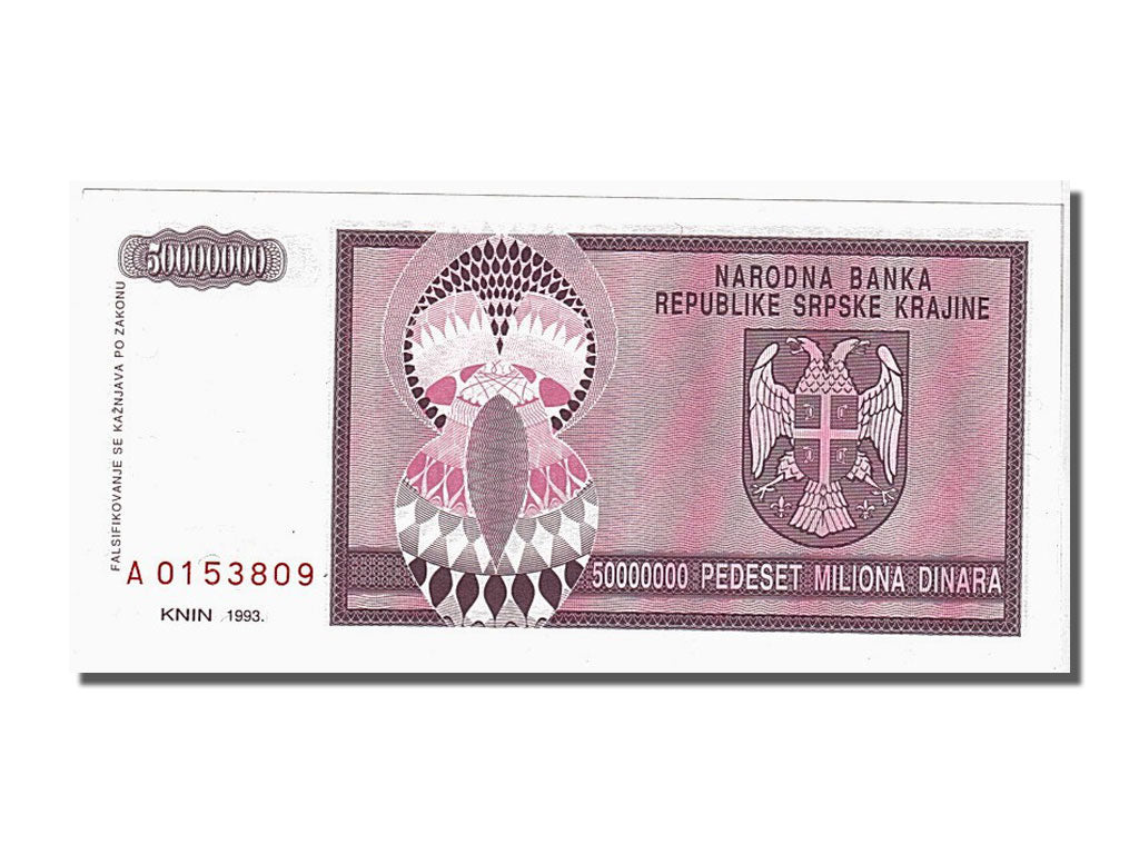 Banconote, Croazia, 50 Million Dinara, 1993, FDS