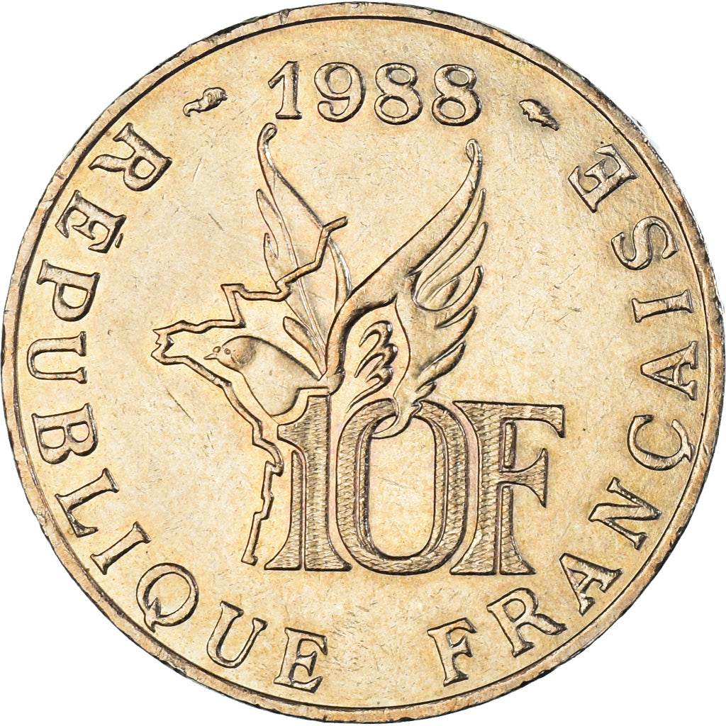 Moeda, França, Roland Garros, 10 Francs, 1988, Tranche B, AU(55-58)