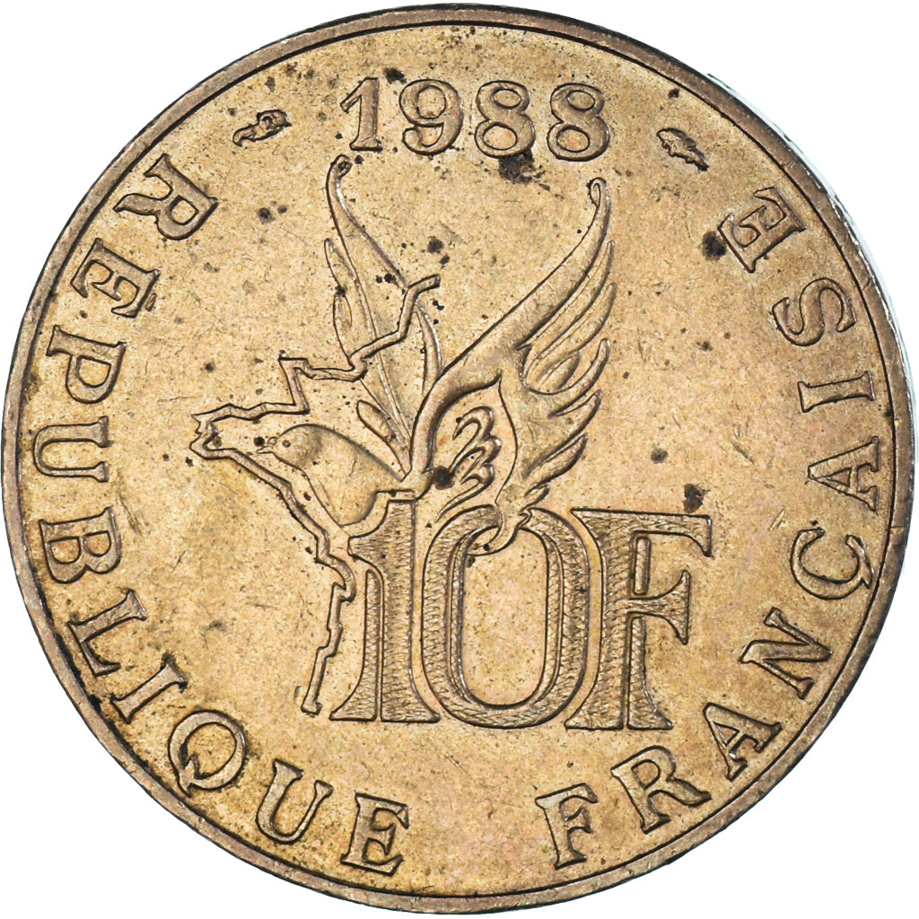 Monnaie, France, Roland Garros, 10 Francs, 1988, Tranche B, TTB+